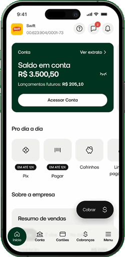 Gif do aplicativo de PicPay empresas, passo a passo de como pedir o cartão.